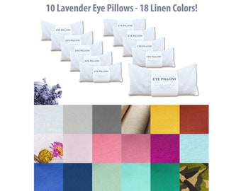 10 Lavender Eye Pillows Linen Colors Weighted Warm or Cool Linen Cotton Blend Set of 10