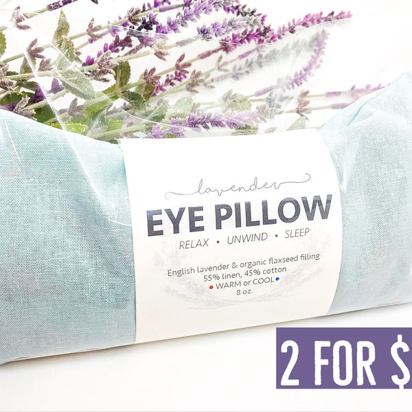 Two Linen Lavender Eye Pillows Aqua Blue Eyeable Warm Cool