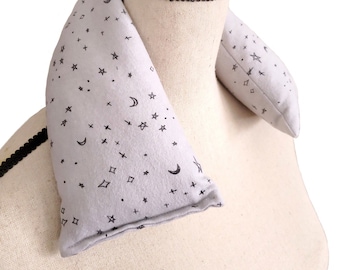 Neck Wrap Aromatherapy Skinny Wrap Moon and Stars Flannel Warm Cool Herbal Blend Flaxseed