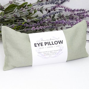 Lavender Eye Pillow Sage Green Warm or Cool Linen Cotton Blend image 1