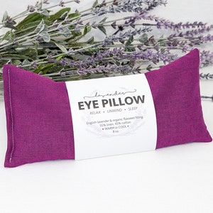 Almohada para ojos de lino morado morera: relleno de lavanda y linaza