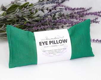 Lavender Eye Pillow Green Emerald Warm or Cool Linen Cotton Blend