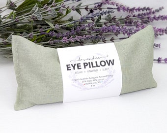 Lavender Eye Pillow Sage Green Warm or Cool Linen Cotton Blend