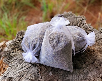 Lavender Sachet Bags Set of 3 for Drawers Favors Showers White Organza 4 x 6 inch