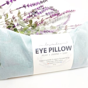 Lavender Eye Pillow Aqua Blue Warm or Cool Linen Cotton Blend