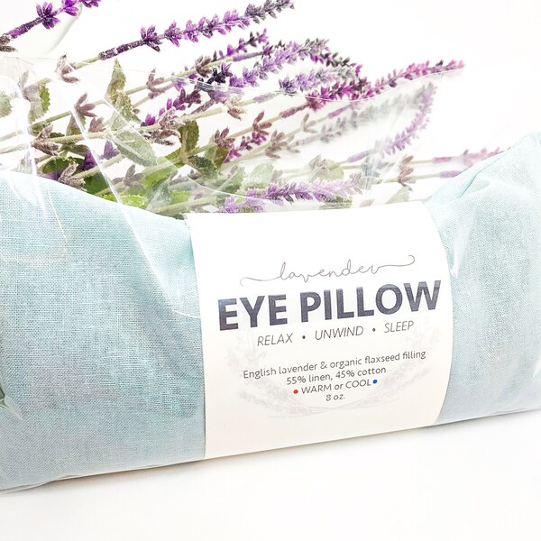 Lavender Eye Pillow Aqua Blue Warm or Cool Linen Cotton Blend