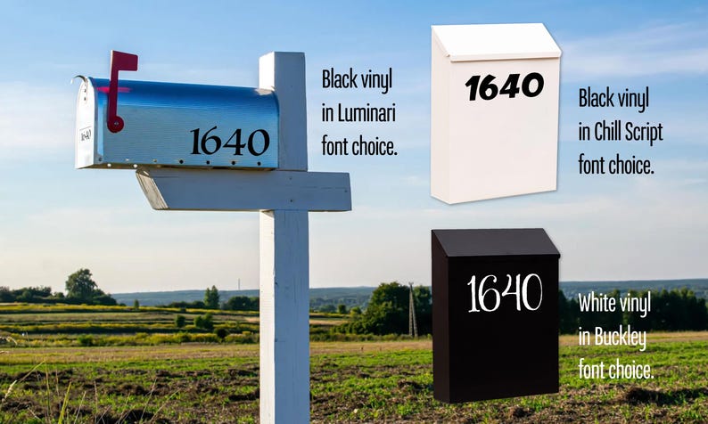 Custom Vinyl Mailbox Numbers White Black Reflective Outdoor Vinyl Cut ...