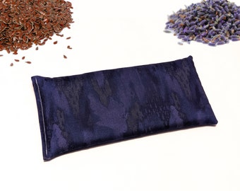 Lavender Eye Pillow Navy Blue Texture Warm or Cool Cotton Weighted Flaxseed