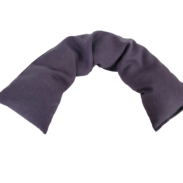 Neck Wrap Aromatherapy Skinny Wrap Dark Gray Linen Warm Cool Herbal Blend Flaxseed