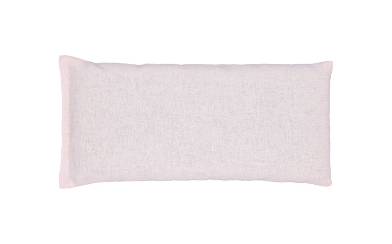 eyeable eye pillow lavender blush pink linen flaxseed real dried lavender buds beautiful label with reusable plastic bag to keep scent fresh warm or cool warm compress dry eye cold compress headache sinus pain gift birthday get well wedding