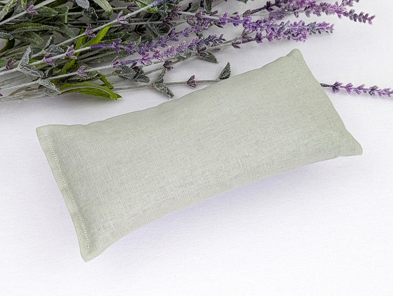 Lavender Eye Pillow Sage Green Warm or Cool Linen Cotton Blend image 8