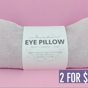 Two Lavender Eye Pillows Pink Warm or Cool Linen Cotton Blend image 1