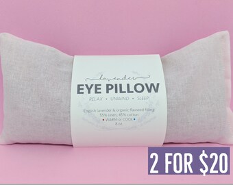 Two Lavender Eye Pillows Pink Warm or Cool Linen Cotton Blend