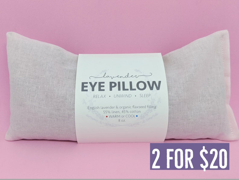 Two Lavender Eye Pillows Pink Warm or Cool Linen Cotton Blend image 1