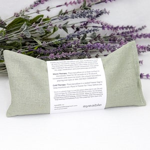 Lavender Eye Pillow Sage Green Warm or Cool Linen Cotton Blend image 5