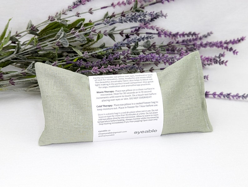 Lavender Eye Pillow Sage Green Warm or Cool Linen Cotton Blend image 5