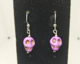Dyed Stone Skull Earrings Multiple Colors Available