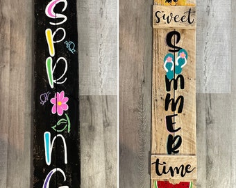 Hello Spring porch sign, Sweet Summer Time porch sign, Double sided porch sign, Spring porch sign, Summer porch sign
