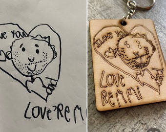 Kids Drawing engraved keychain, Engraved Key Chain, Personalized Gift, Kids own drawing or writing engraved, Personalized Keepsake, Keepsake