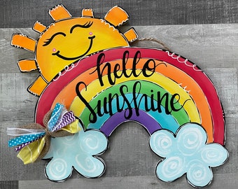 Sun Shine door hanger, Rainbow door hanger, Spring Door Hanger, Summer door hanger, Sun door hanger, Sun and Rainbow door hanger, door decor