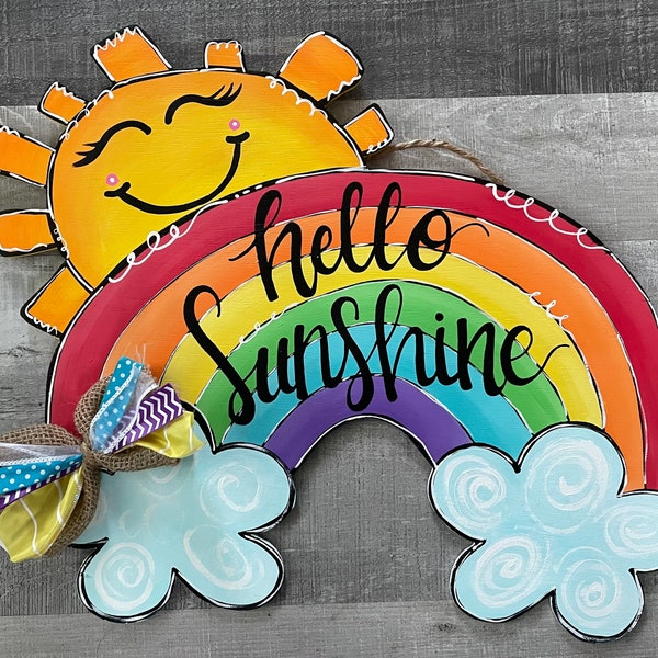 Sun Shine door hanger, Rainbow door hanger, Spring Door Hanger, Summer door hanger, Sun door hanger, Sun and Rainbow door hanger, door decor