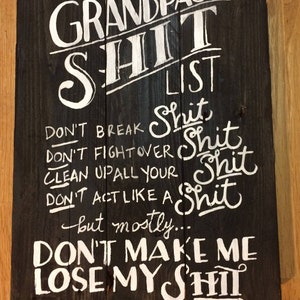 Moms Shit List Sign, Shit List, Don't make me lost my shit, mothers day gift, moms shit, shit list, Rustic Decor, Funny Sign, Reclaimed Wood image 2