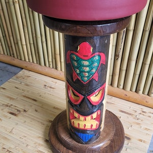 Tiki Barstools with Painted Faces and Swivel top image 1