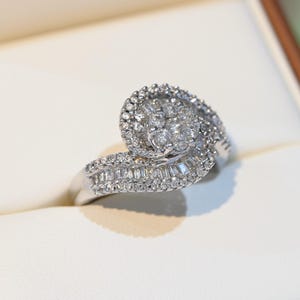 1.50 tcw Diamond Cluster Ring 14k White Gold