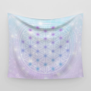 Flower Of Life Sacred Geometry Cotton Sateen Tapestry - Wall Hanging - Spiritual Art - Meditation and Yoga Decor - Sacred Space Altar Decor
