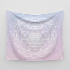 Sri Yantra Sacred Geometry Cotton Sateen Tapestry - Wall Hanging - Spiritual Art - Meditation - Yoga Home Decor - Altar - Sacred Space Decor