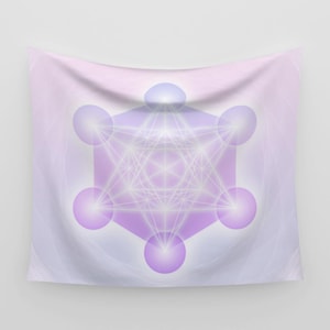 Metatron&#39;s Cube Sacred Geometry Cotton Sateen Tapestry - Wall Hanging - Spiritual Art - Meditation and Yoga Decor - Sacred Space Altar Decor