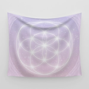 Seed Of Life Sacred Geometry Cotton Sateen Tapestry - Wall Hanging - Spiritual Art - Meditation and Yoga Decor - Altar - Sacred Space Decor