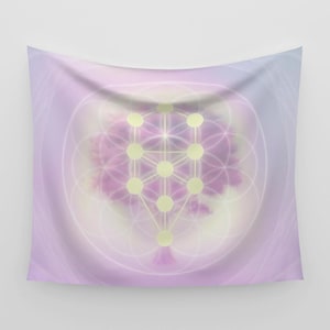 Tree Of Life Sacred Geometry Cotton Sateen Tapestry - Wall Hanging - Spiritual Art - Meditation and Yoga  Decor - Altar - Sacred Space Decor