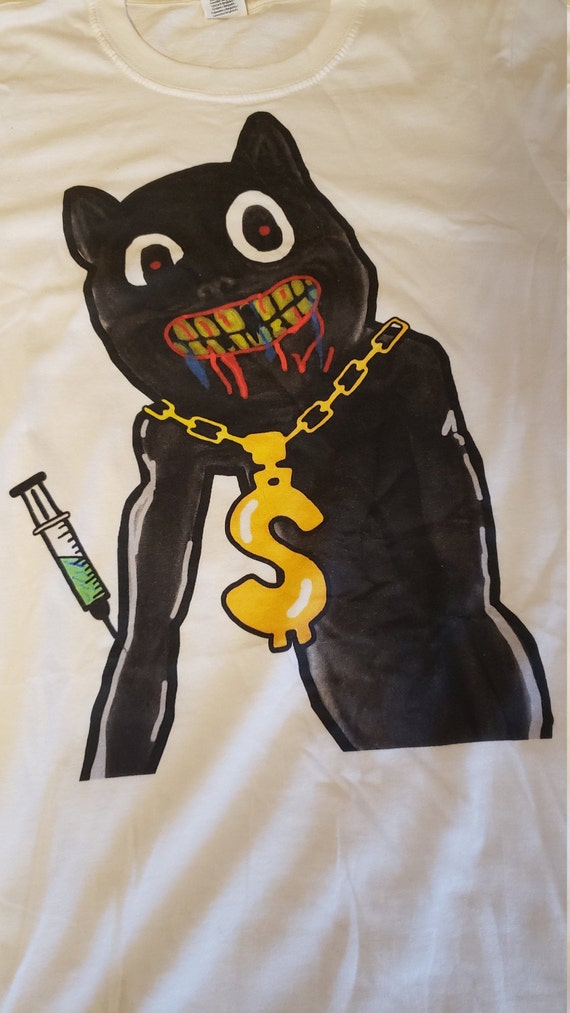 Cartoon Cat Horror Scary T Shirt Adult Small Size Etsy