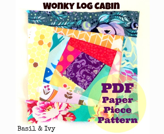 Wonky Log Cabin Pdf Pattern For Paper Piecing Quilt Block Etsy