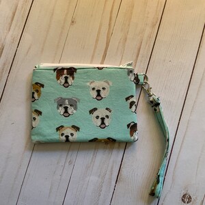 Bulldog Faces- small wristlet