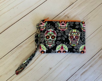 Sugar Skulls - small wristlet