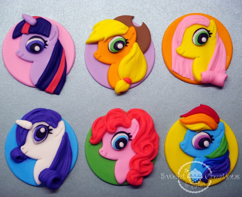 Fondant edible My Little Pony Inspired Cupcake Toppers Etsy