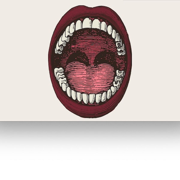 Open Mouth Vintage Illustration In Colour - Free Commercial Use For Print.