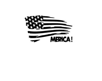 American Flag Merica  vinyl  window sticker, car, truck , cups, glasses tumblers   by NinetyNineDesigns