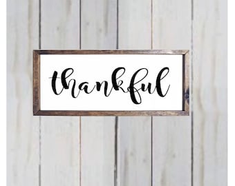 Wood Sign - Thankful - wood sign  by NinetyNineDesigns