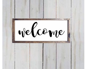 Farmhouse - Welcome-  wood sign  by NinetyNineDesigns