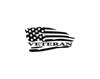 American Flag with Veteran vinyl decal window sticker , cup, glass, tumbler , car, truck,   by NinetyNineDesigns