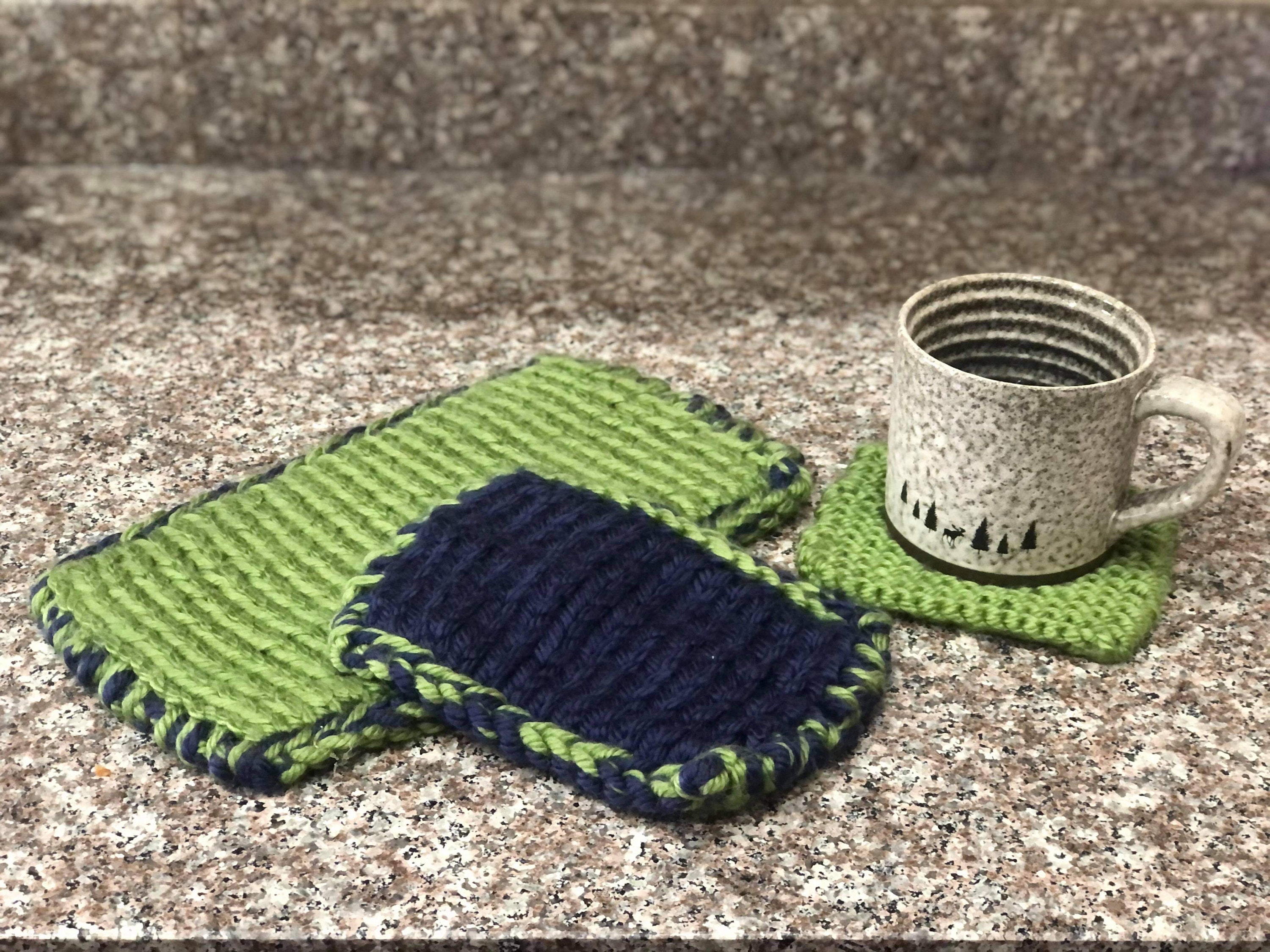 Handmade Knit Hot Pads 1Large & 1Small Etsy