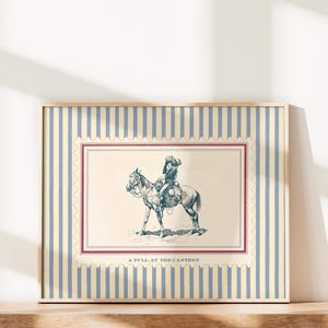 Cowboy Striped Print: Blue Western Wall Art (Digital Download)