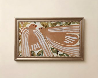 Marco de TV, Arte de pared para TV con pájaros plegables