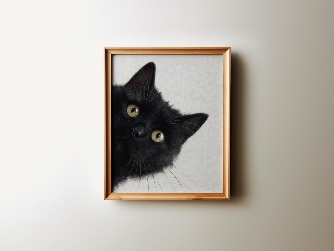 peeking black cat poster, cute cat print, home decor,... Black Cat Peek Wall Art Printable Cute Cat Poster for Halloween ...