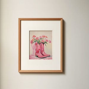 kust Cowgirl laarzen afdrukbare kunst, roze westerse esthetische kwekerij print, landelijke slaapzaal kunst aan de muur, digitale download