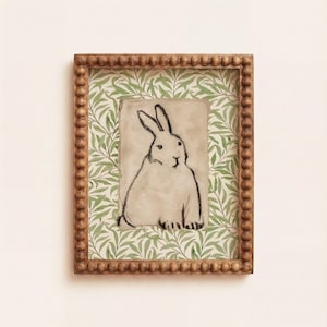 Easter Rabbit Printable Wall Art, Spring Bunny Digital Print, cottagecore nursery Downloadable Artwork