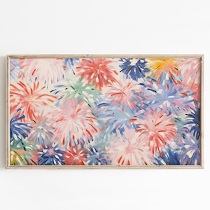 Summer Frame Tv Art, 4th of july fireworks Tv Screensaver, Digital Download